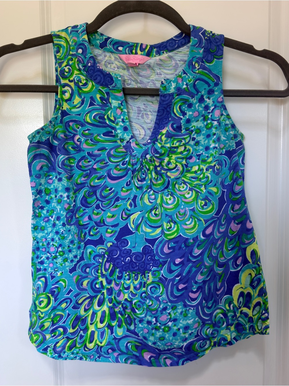 Lilly Pulitzer Sea Blue Green Lilly's Lagoon Peacock Tank Small